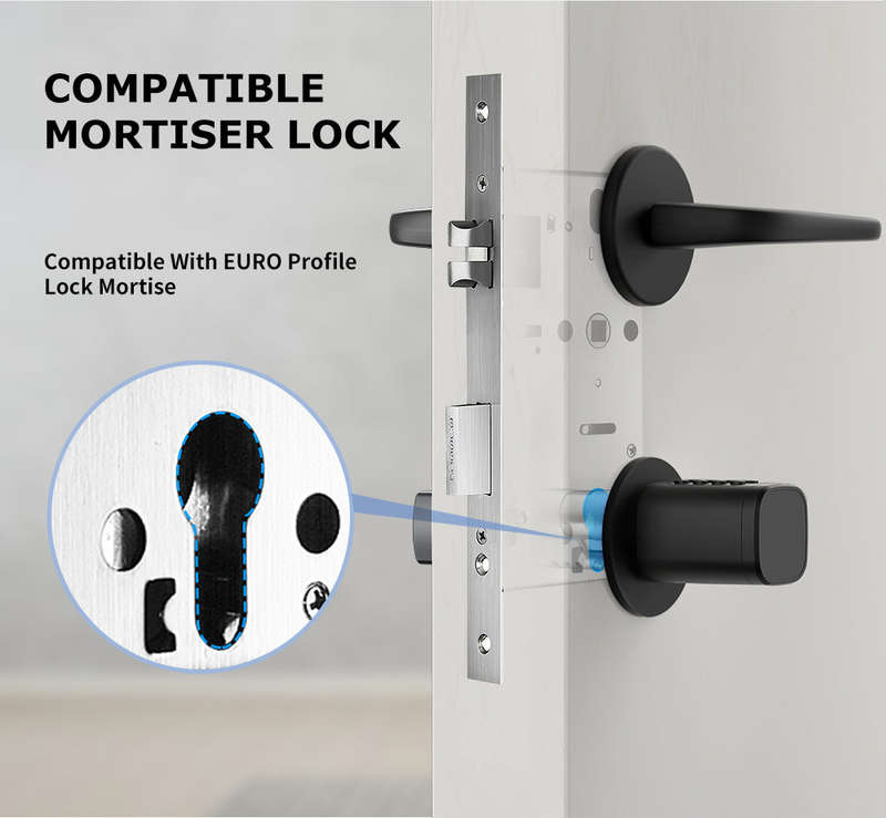 Smart Life Tuya Bluetooth Access Control Fingerprint Keypad Card Key Cylinder Door Lock (Black)