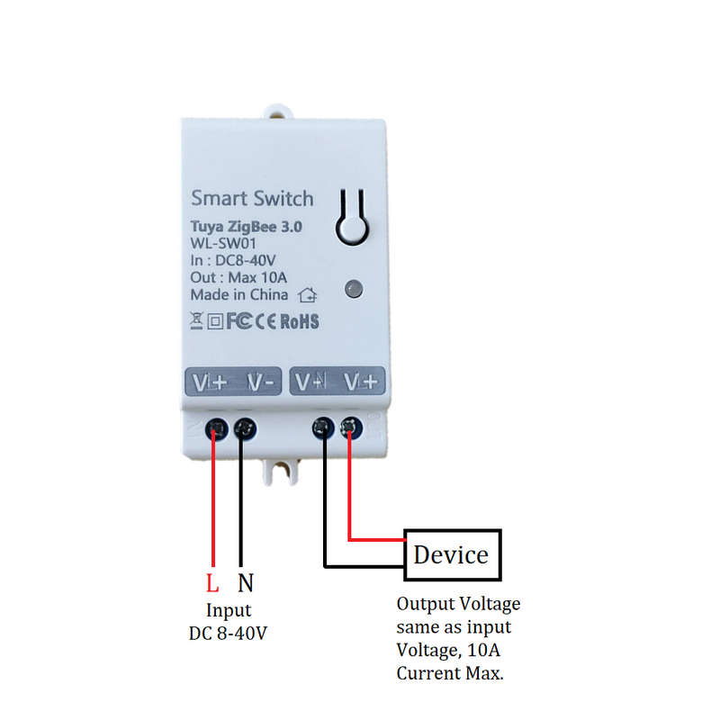 Smart Life Tuya Zigbee 1CH DC8-40V 12V 24V 10A Max Active Switch
