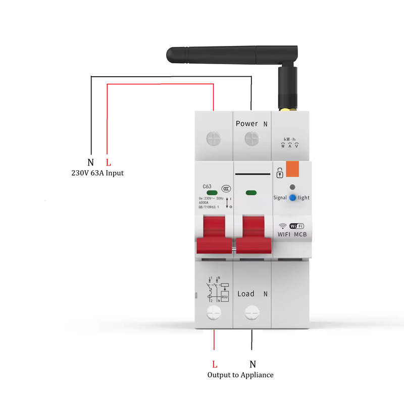 Smart Life Tuya WIFI 2P 230V 63A 13800W 13.8KW MCB Switch Circuit Breaker w/ Power Monitor