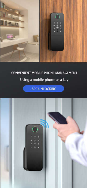 Smart Life Tuya WIFI Double Sided Fingerprint Keypad Card Door Handle Rim Lock w/ Remote (Black)