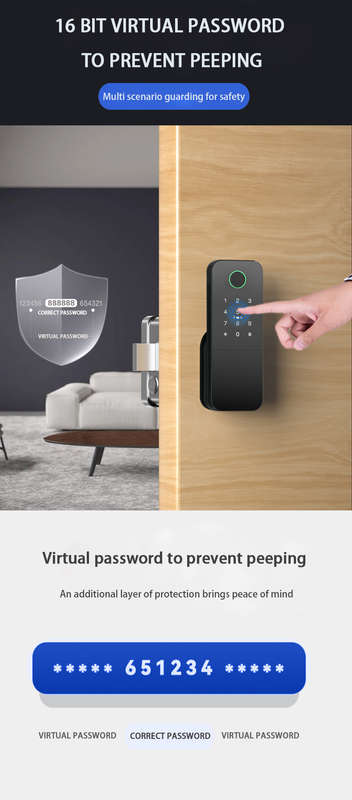 Smart Life Tuya WIFI Double Sided Fingerprint Keypad Card Door Handle Rim Lock w/ Remote (Black)