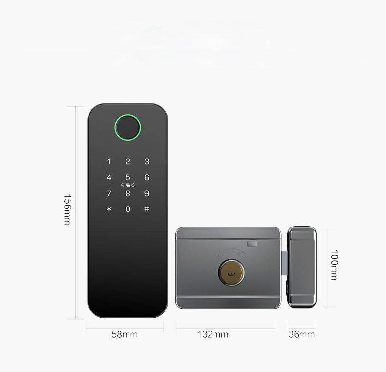 Smart Life Tuya WIFI Double Sided Fingerprint Keypad Card Door Handle Rim Lock w/ Remote (Black)