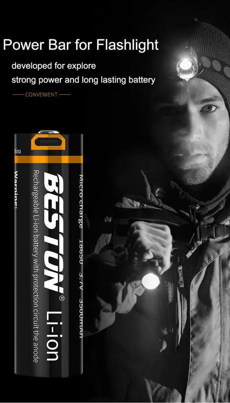 BESTON 18700 Micro USB Rechargeable Lithium Battery | 3.7V | 3500mAh | 1 Pack