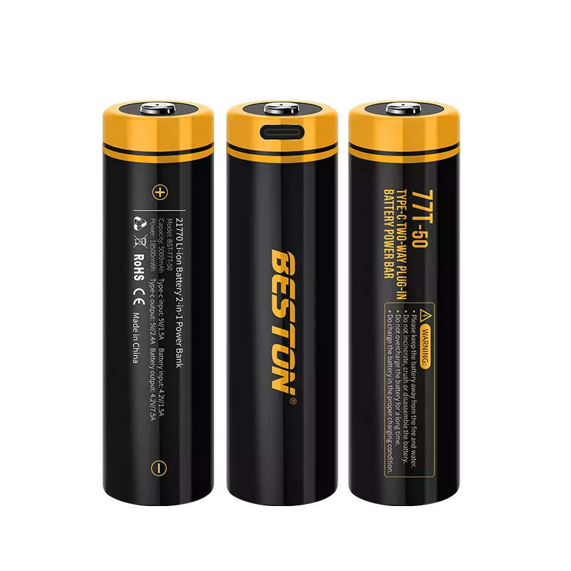 BESTON 21750 USB C Rechargeable Lithium Battery or Power Bank | 3.7V | 5000mAh | 1 Pack