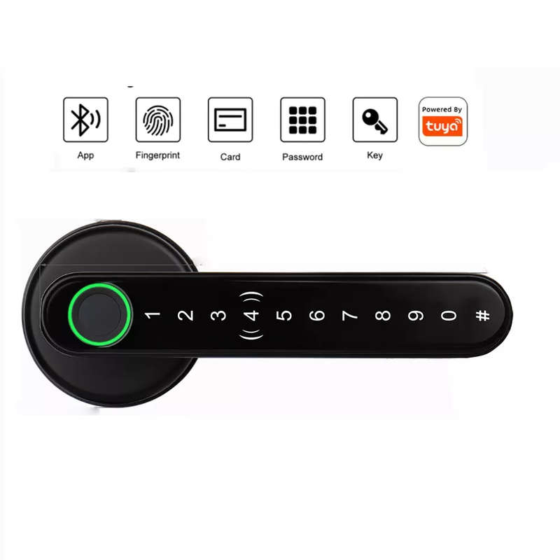 Smart Life Tuya Bluetooth Access Control Fingerprint IC Card Door Handle Lock (Black)
