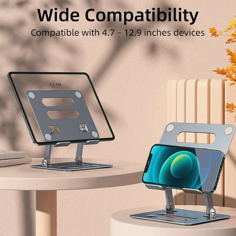 2 in 1 Aluminium Alloy Mobile phone Holder Tablet Stand 180 degree Free Rotation