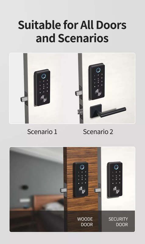 Smart Life Tuya WIFI Access Control Fingerprint Keypad Card Door Lock T1 (Black)