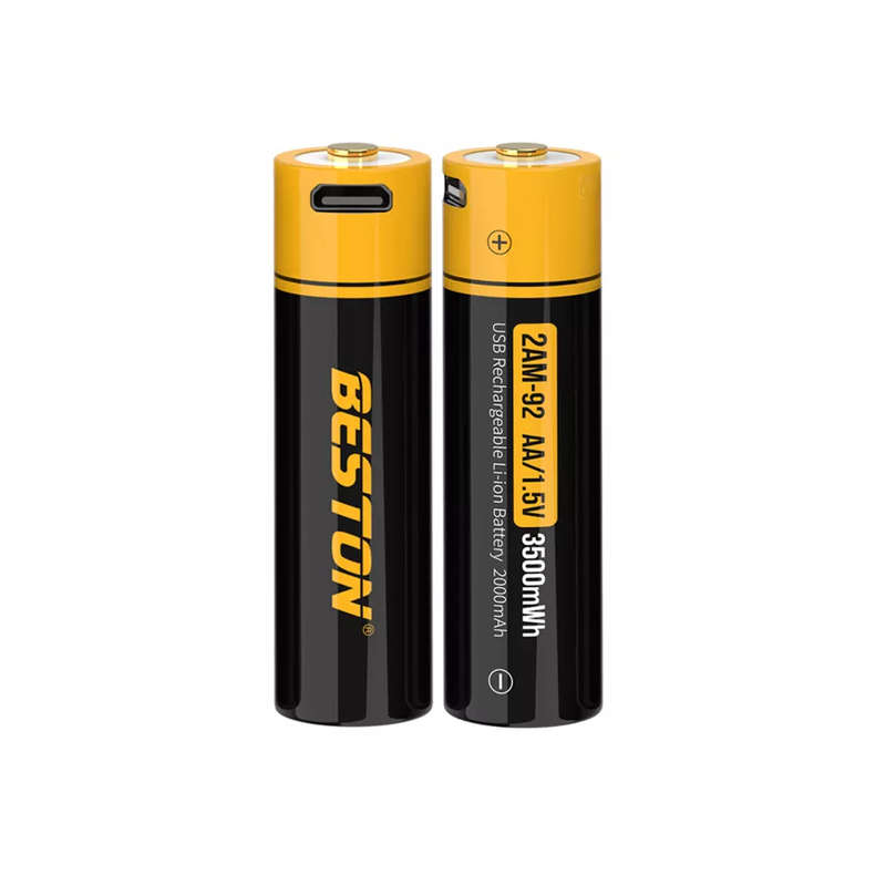 BESTON AA Micro USB Rechargeable Lithium Battery | 14500 | 1.5V | 2200mAh | 2 Pack
