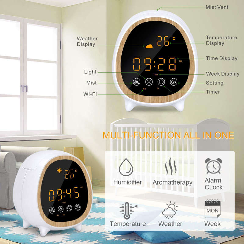 Smart Life Tuya WIFI Essential Oil Aroma Diffuser w/ Temperature Weather Time Clock