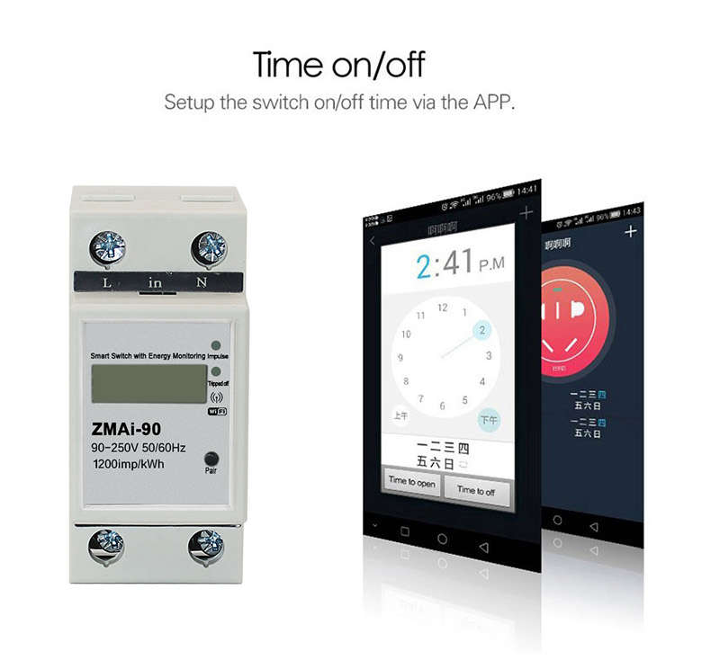 Smart Life Tuya WIFI 60A 240V Switch with Power Consumption Energy Monitoring Prepaid Meter