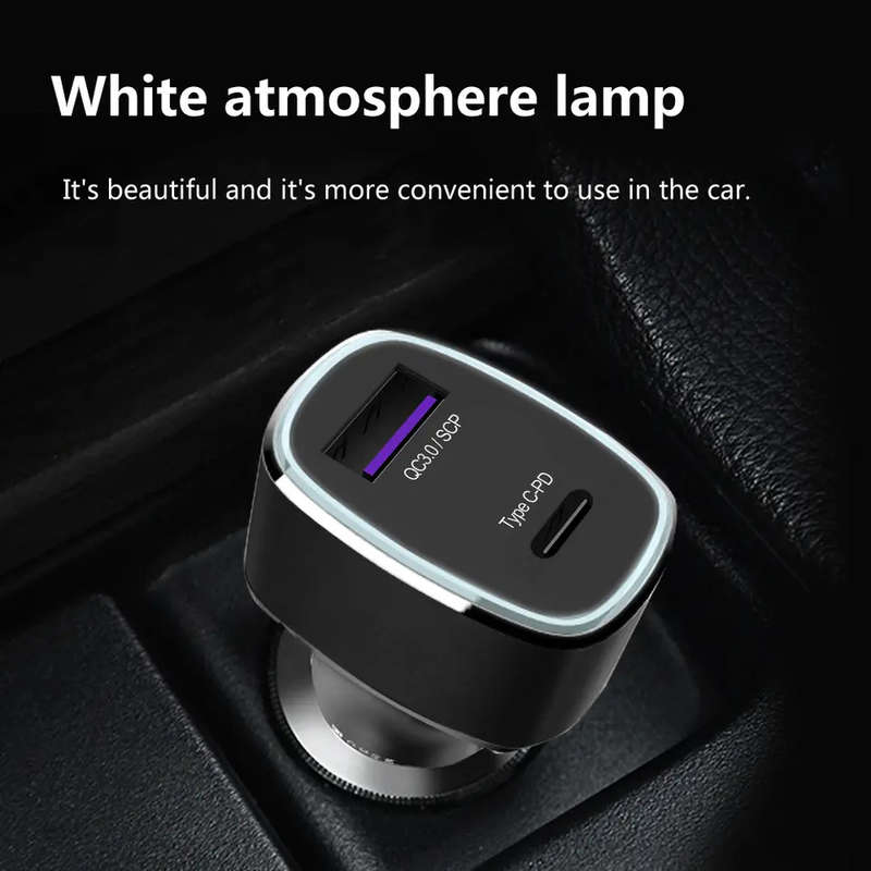 2 Port Fast charging 1 USB A 3A and 1 USB C PD20W Car charger (Black)