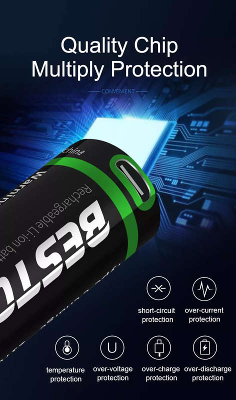 BESTON 21770 USB C Rechargeable Lithium Battery | 3.7V | 5000mAh | 1 Pack