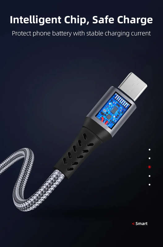 USB A to Micro USB Cable 3A Data Fast Charging 2m Nylon Braided (Silver)