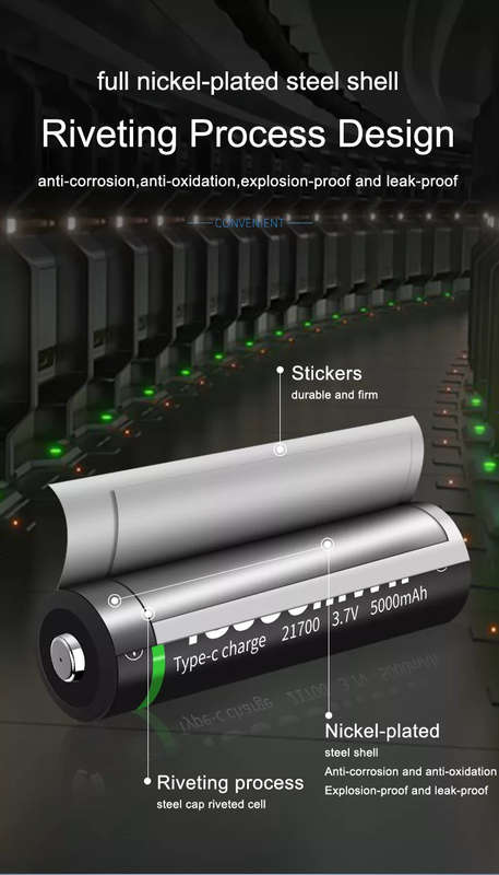 BESTON 21770 USB C Rechargeable Lithium Battery | 3.7V | 5000mAh | 1 Pack