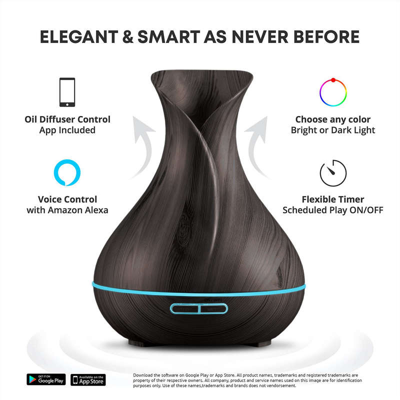 WIFI Control Smart Life Tuya Essential Oil Aromatherapy Ultrasonic Air Diffuser Humidifier (Dark ...
