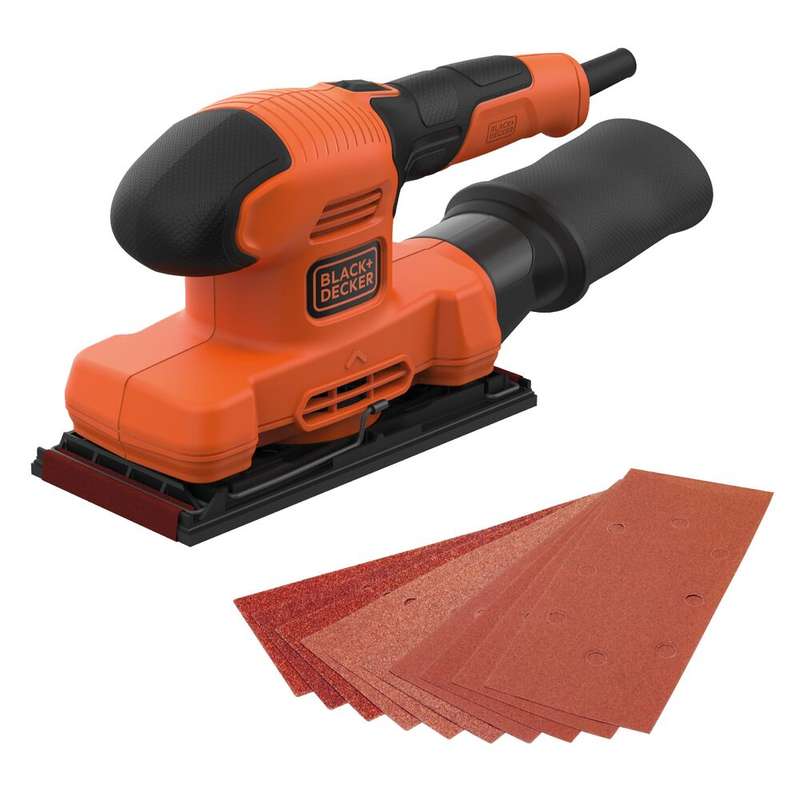 Black & Decker 150W 1/3 Sheet Sander - 10 Accessories | BEW220KAX-QS
