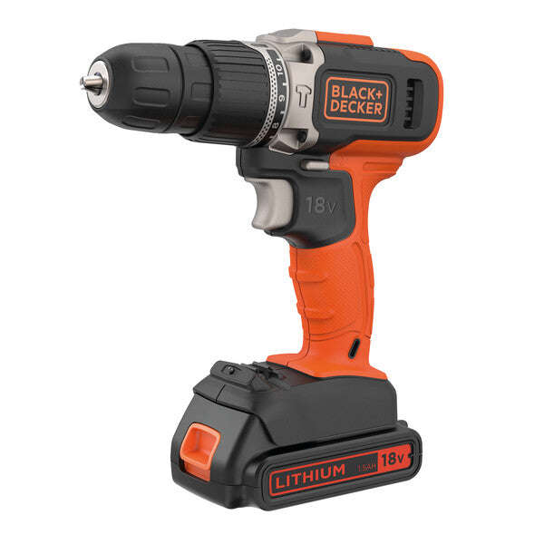 BLACK + DECKER 18V Hammer Drill + 1x 1.5Ah Battery + Charger