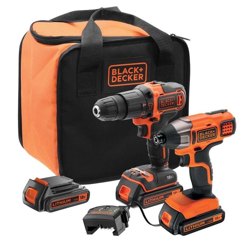Black & Decker 18V HAMMER DRILL+IMPACT DRIVER+2X1.5AH+S.SB | BCK21S2S-QW