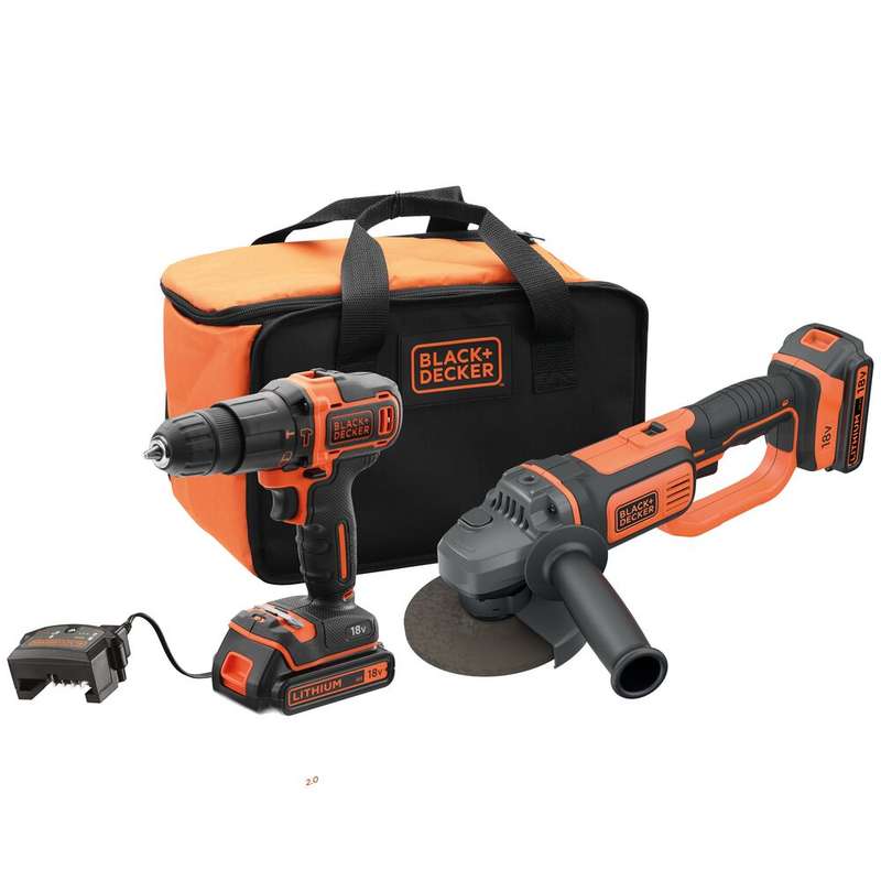 Black & Decker 18V HAMMER DRILL+18V GRINDER+2X2AH+M.SB | BCKSB03-QW