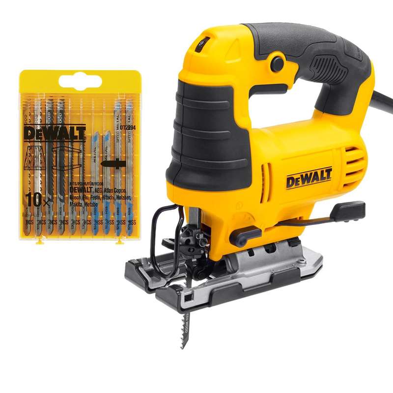 DeWalt 650Watt Variable Speed Jigsaw  &  10 Piece Blades Set - DWE349B-ZA