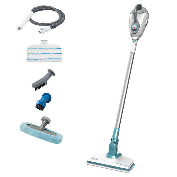 Black & Decker 1600W Powerful Steam Mop + Floor Extension with 6 Accessories