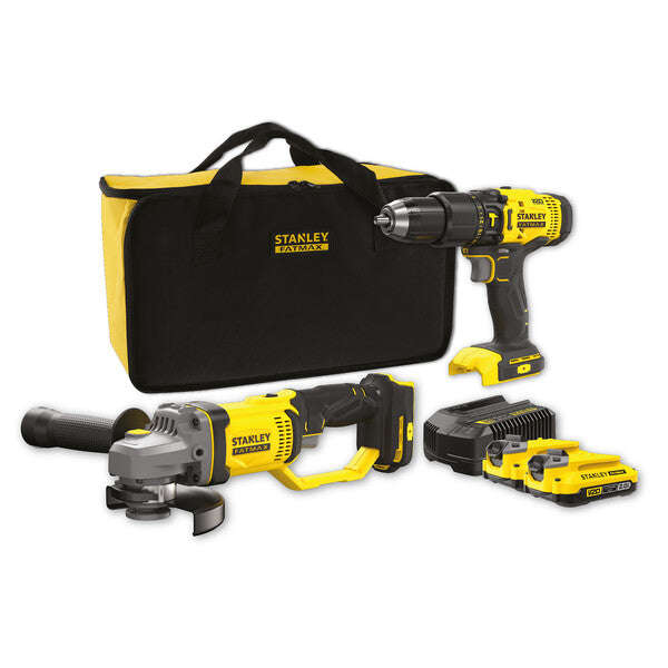 Stanley FatMax Set cordless hammer drill + mini grinder, 18 V, Lithium-Ion, 2 Ah, 2 batteries SFM...