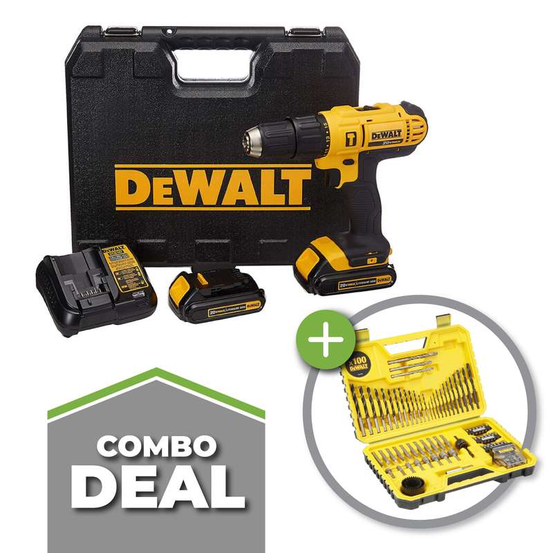 DeWalt - COMBO DEAL  - 18V Compact Hammer Drill + 100 Piece Drill bit Set