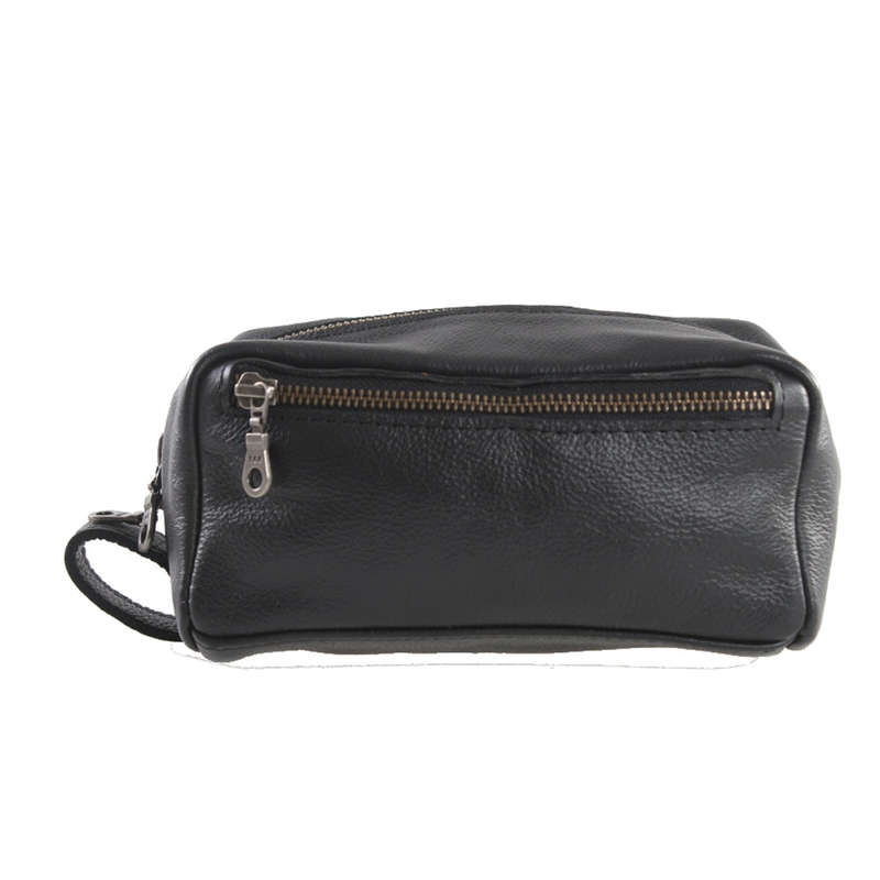 Leather Toiletry and Cosmetics Bag - Pecan