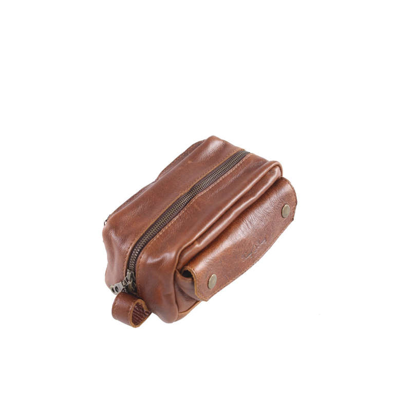 Leather Toiletry and Cosmetics Bag - Pecan