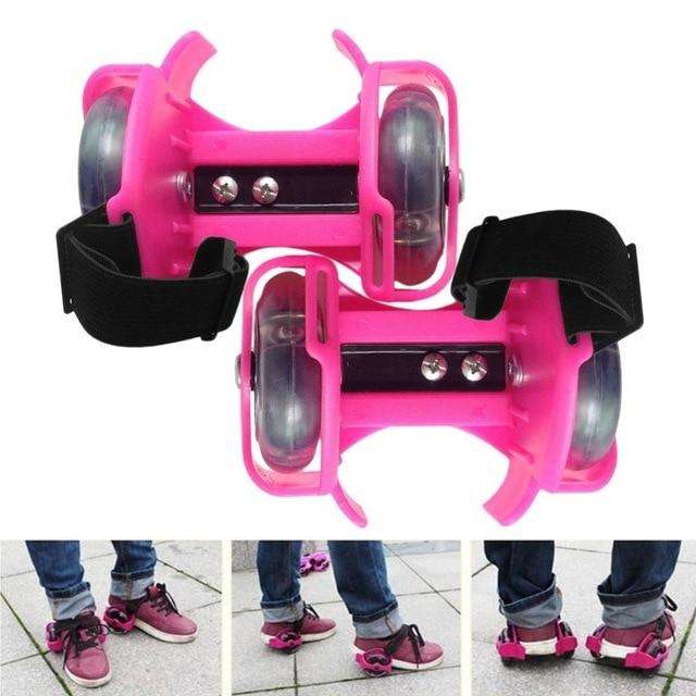 Flash Scooter Whirlwind Pulley Heel Wheels Skating Shoes - Pink