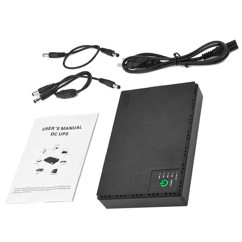 Mini DC UPS Multifunctional Portable Power Backup 10400mah for Wifi Router - Black