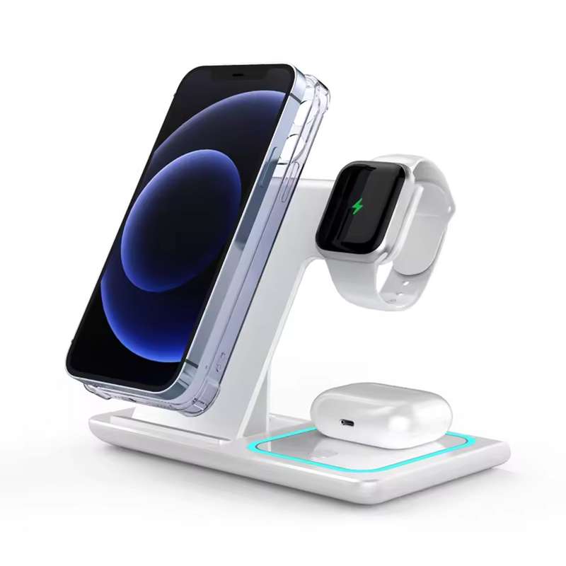 Multi Functional 3-in-1 Foldable 15W Wireless Charging Stand Q09 - White
