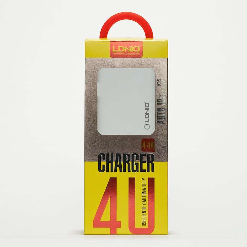 LDNIO 4-Port USB Auto-ID 4.4A Fast Charging Adapter & Lightning Charging Cable