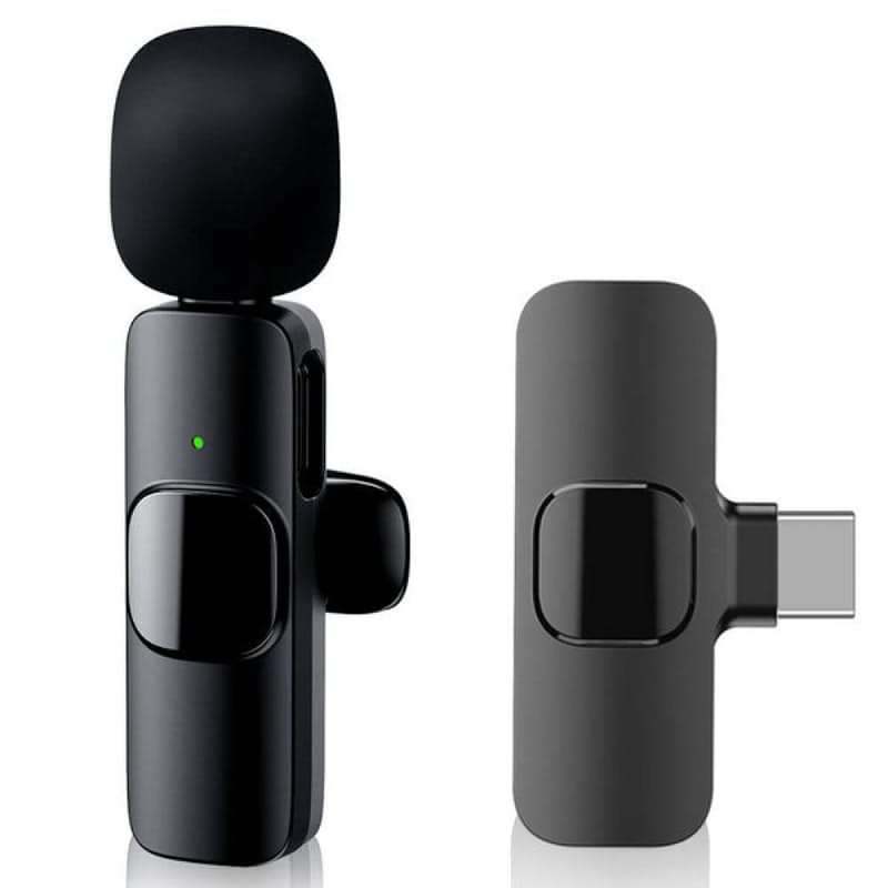 Wireless Lavalier Microphone K9 - Type-C Mic Wireless Plug and Play - Black
