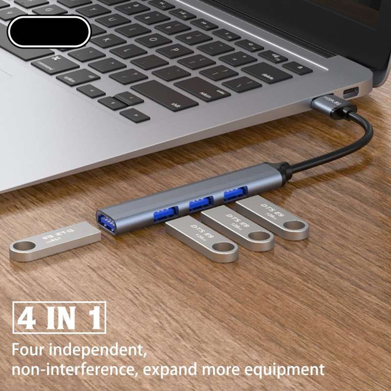 Yesplus YS1405 Type-C To 4 USB Port Adapter Hub | OTG + USB HUB 4 IN 1