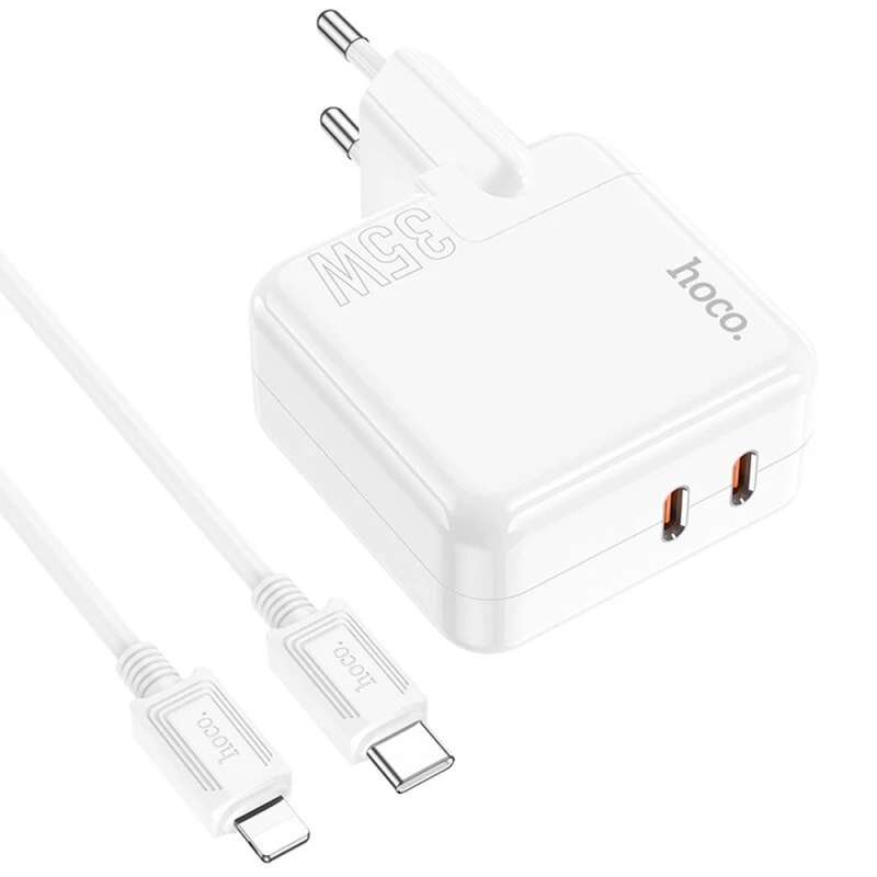 HOCO. Fast Charger With Type C to Lightning Cable for Apple Devices iPhone Ipad 35 Watts - C110A
