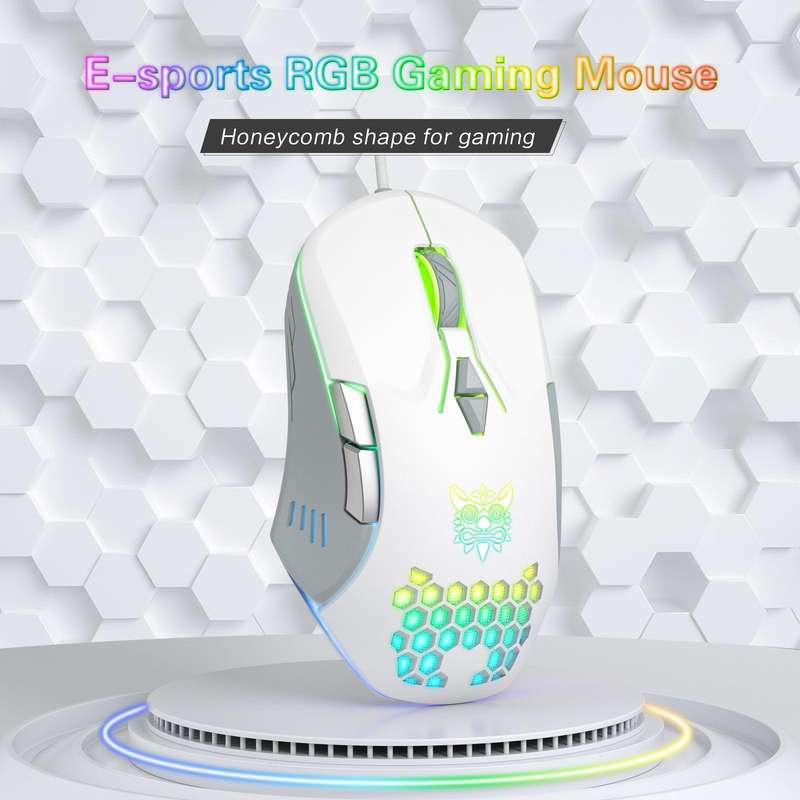 ONIKUMA CW902 Wired Gaming Mouse With Colorful Lighting - White