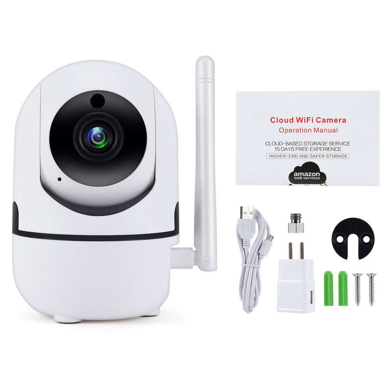 Smart WiFi Camera Indoor Auto Track IP Camera Baby Monitor Nanny Camera - White