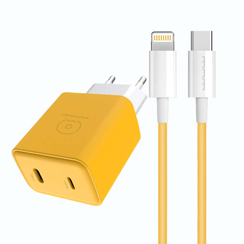 FAST CHARGING 20W Dual Port Charging Block with Type-C to Lightning Cable
