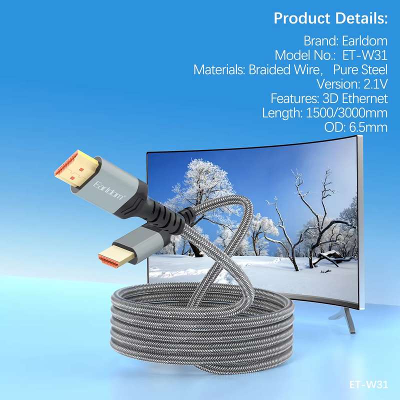 EARLDOM High Speed Full HD 1080P 8K HDMI Cable Audio Video cable 3 Meter