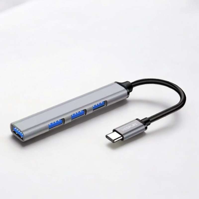 Yesplus YS1405 Type-C To 4 USB Port Adapter Hub | OTG + USB HUB 4 IN 1