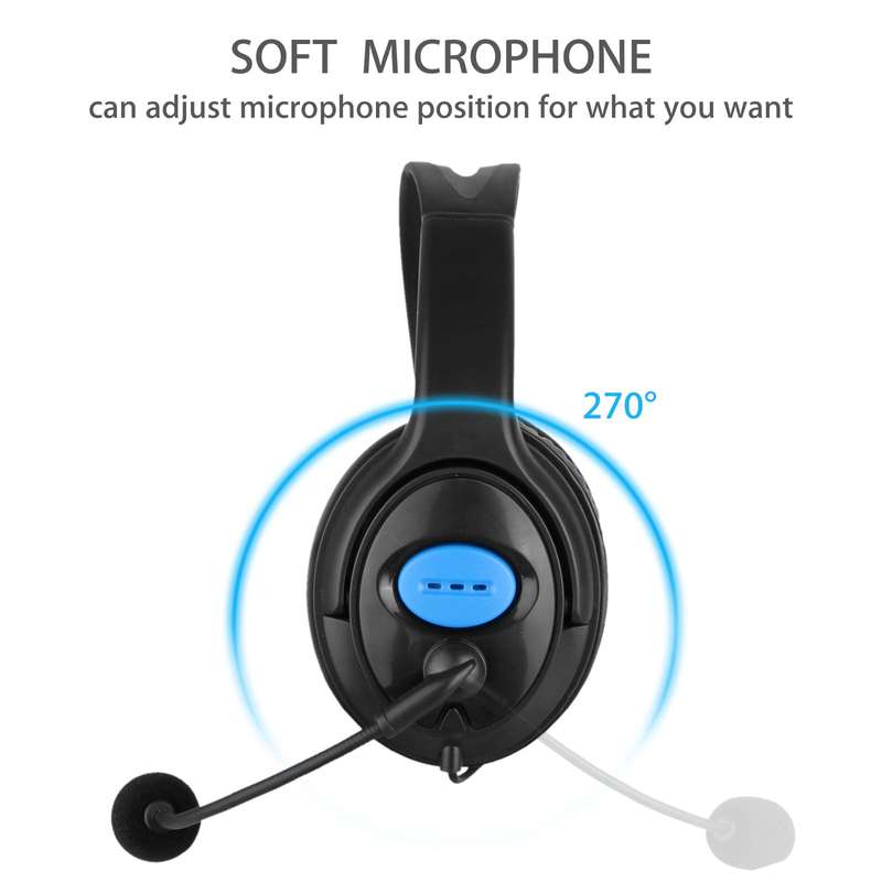 Wired Gaming Headset Soft Memory Earmuffs Headphones with Mic for PS4 - BLACK