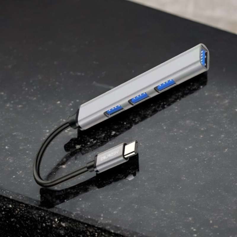 Yesplus YS1405 Type-C To 4 USB Port Adapter Hub | OTG + USB HUB 4 IN 1