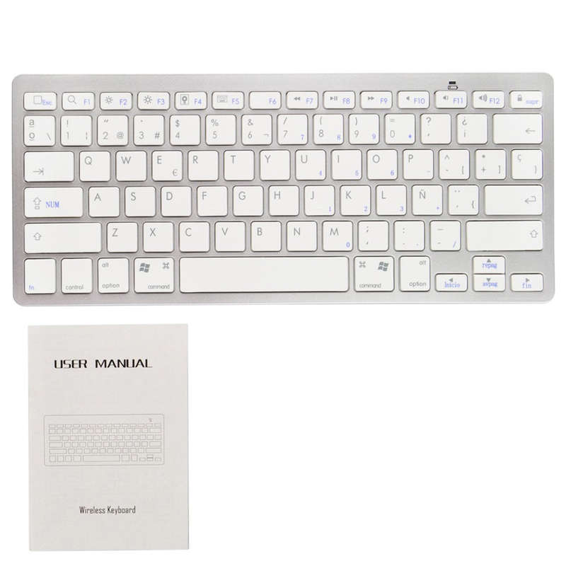 Ultra Slim Design KB450 Bluetooth Wireless Keyboard - Silver & White