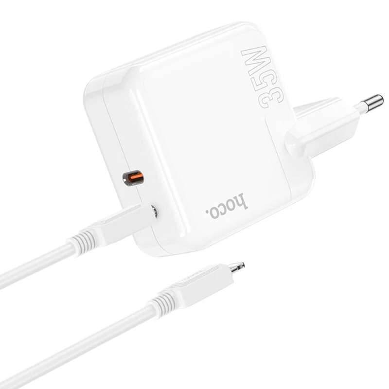 HOCO. Fast Charger With Type C to Lightning Cable for Apple Devices iPhone Ipad 35 Watts - C110A