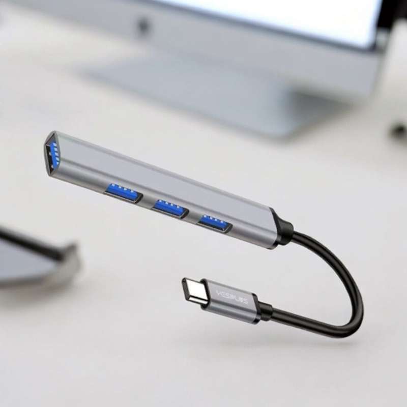 Yesplus YS1405 Type-C To 4 USB Port Adapter Hub | OTG + USB HUB 4 IN 1