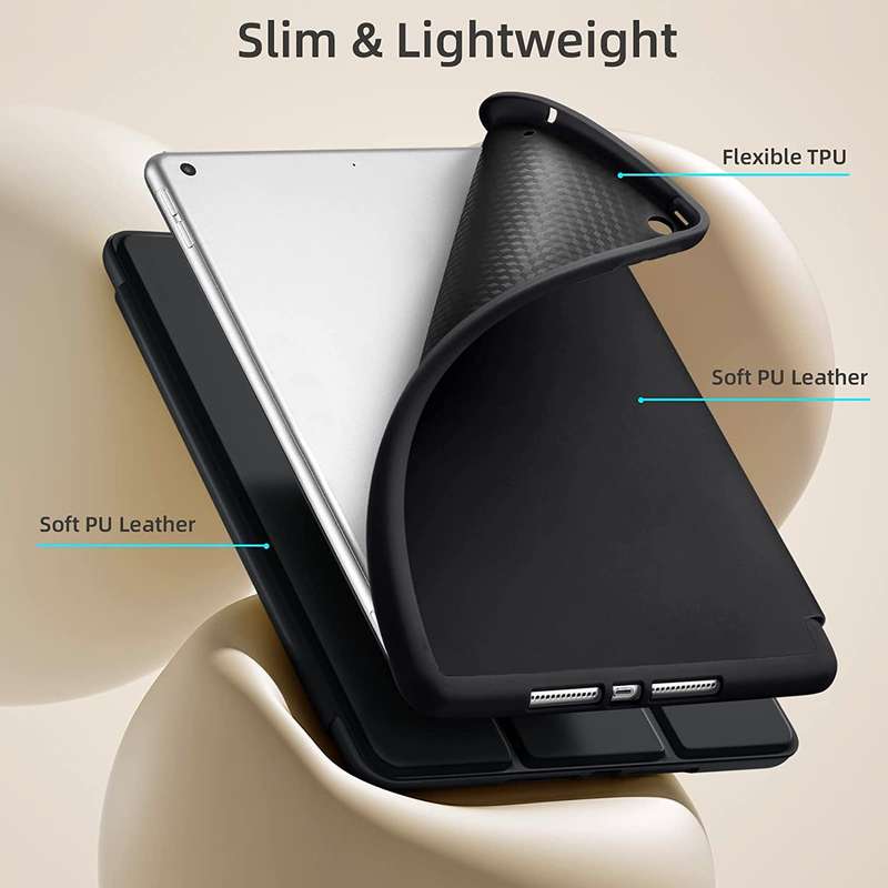 Smart Flip Protective Cover With Pencil Holder for Apple iPad 10.2 inch Case - Black