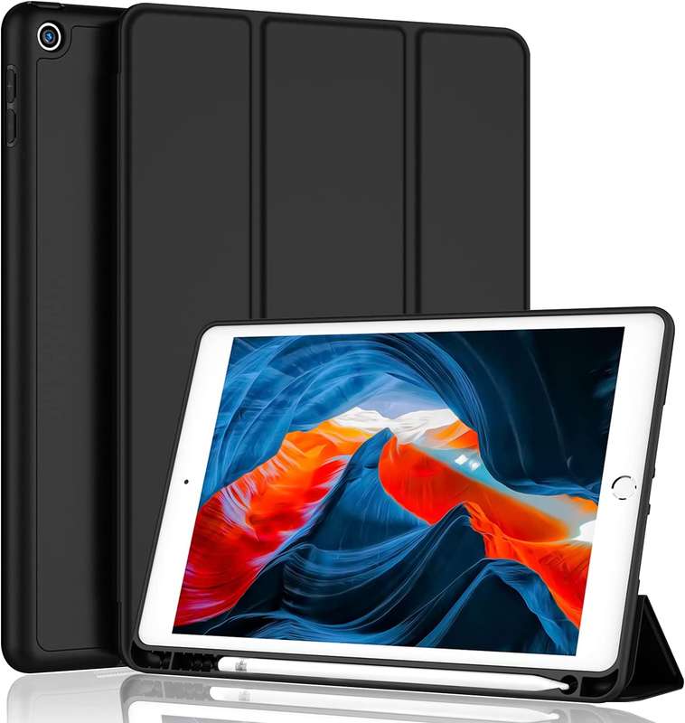 Smart Flip Protective Cover With Pencil Holder for Apple iPad 10.2 inch Case - Black