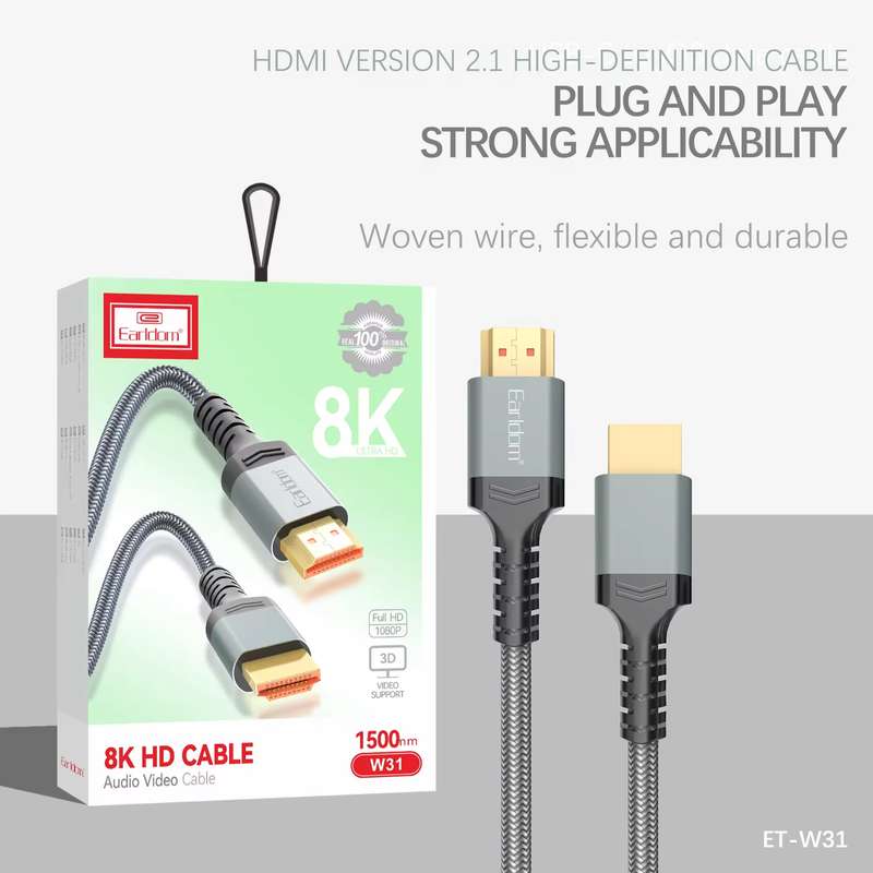 EARLDOM High Speed Full HD 1080P 8K HDMI Cable Audio Video cable 3 Meter