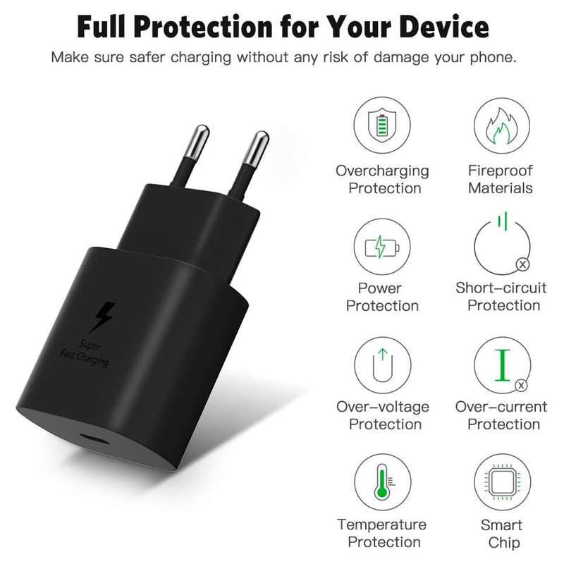 Type-C 45W PD Fast Charging Adapter Black for Samsung